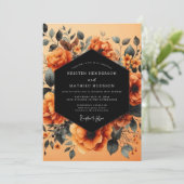 Invitation Mariage Automnal Indigo Rouille (Debout devant)