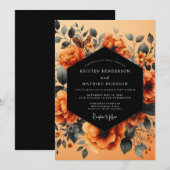 Invitation Mariage Automnal Indigo Rouille (Devant / Derrière)