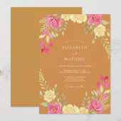 Invitation Mariage Automnal Joyeux Moutarde (Devant / Derrière)