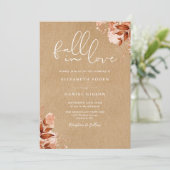 Invitation Mariage automnal Kraft Rustique Code QR Floral (Debout devant)