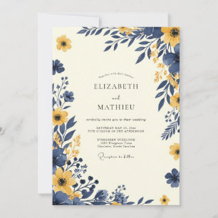 Invitation Mariage Automnal Luxuriant au Chre de Marine