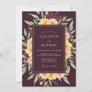 Invitation Mariage Automnal Luxuriant aux Prunes