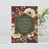 Invitation Mariage Automnal Luxuriant Bordeaux (Debout devant)