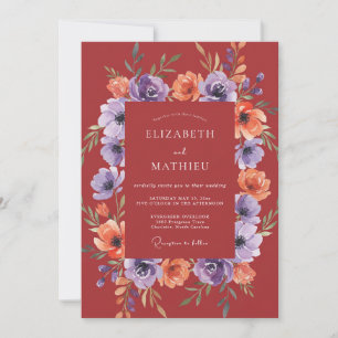 Invitation Mariage Automnal Luxuriant Rouge Brique