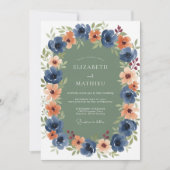Invitation Mariage Automnal Navy Peach Gras (Devant)