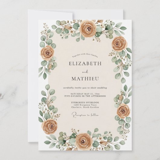Invitation Mariage Automnal Ochre Généreux (Devant)