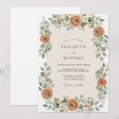 Invitation Mariage Automnal Ochre Généreux (Devant / Derrière)