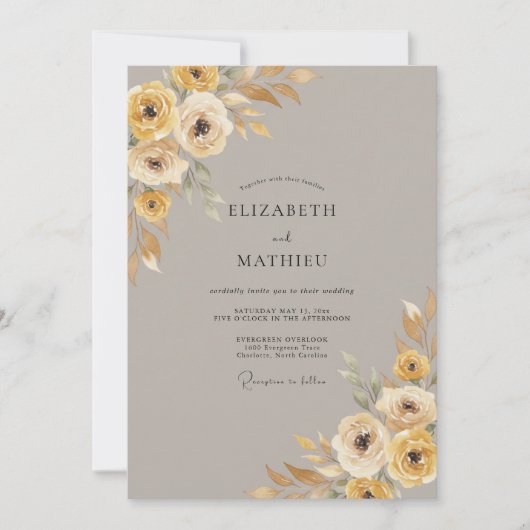 Invitation Mariage Automnal Ocre Poli (Devant)