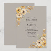 Invitation Mariage Automnal Ocre Poli (Devant / Derrière)