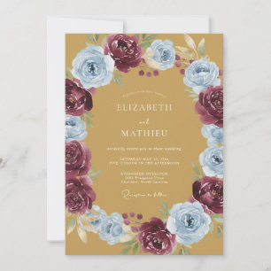 Invitation Mariage Automnal Opulent en Or