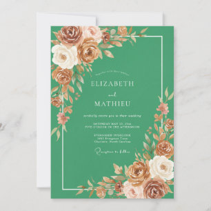 Invitation Mariage Automnal Opulent Vert Émeraude