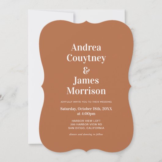 Invitation Mariage Automnal Orange Brûlé (Devant)