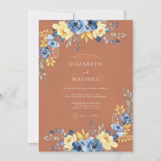 Invitation Mariage Automnal Orange Brûlé Intense (Devant)
