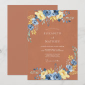 Invitation Mariage Automnal Orange Brûlé Intense (Devant / Derrière)