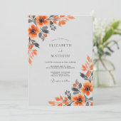 Invitation Mariage Automnal Orange Brûlé Poli (Debout devant)