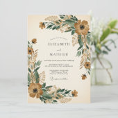 Invitation Mariage Automnal Orné Ambre (Debout devant)