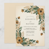 Invitation Mariage Automnal Orné Ambre (Devant / Derrière)