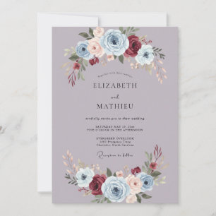 Invitation Mariage Automnal Orné de Lavande Poussiéreuse