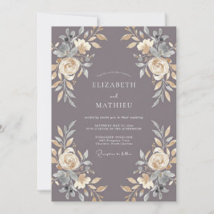 Invitation Mariage Automnal Orné de Mauve