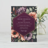 Invitation Mariage Automnal Orné de Prune (Debout devant)