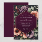Invitation Mariage Automnal Orné de Prune (Devant / Derrière)