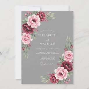 Invitation Mariage Automnal Orné Gris