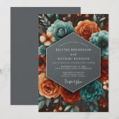 Invitation Mariage Automnal Paprika Sarcelle (Devant / Derrière)
