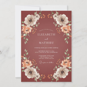 Invitation Mariage Automnal Poétique en Terracotta