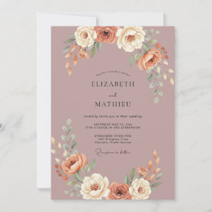 Invitation Mariage Automnal Poétique Mauve