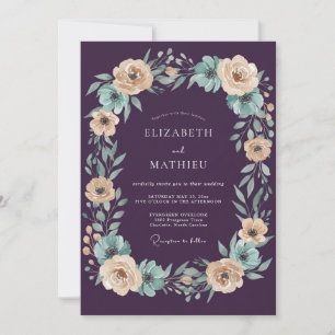 Invitation Mariage Automnal Radieux Aubergine