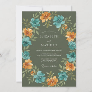 Invitation Mariage Automnal Radieux Vert Olive