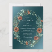 Invitation Mariage Automnal Resplendissant de Teal (Devant)