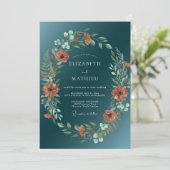Invitation Mariage Automnal Resplendissant de Teal (Debout devant)