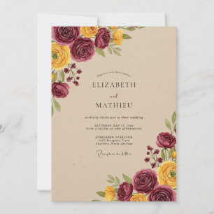 Invitation Mariage Automnal Riche en Bourgogne