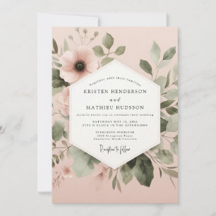 Invitation Mariage Automnal Romantique aux Fleurs Roses