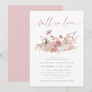 Invitation Mariage automnal rose : Tomber amoureux