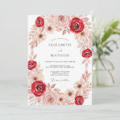 Invitation Mariage Automnal Rouge Cramoisi Douce (Debout devant)