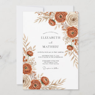 Invitation Mariage Automnal Rouillé Assourdi