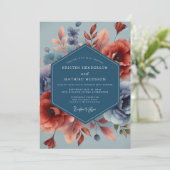 Invitation Mariage Automnal Rouille Indigo (Debout devant)