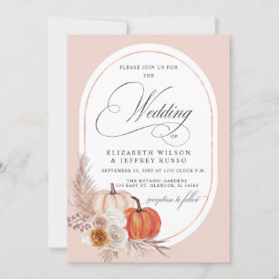 Invitation Mariage automnal rustique boho en terre cuite avec