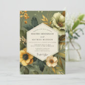 Invitation Mariage Automnal Saffron Sage (Debout devant)