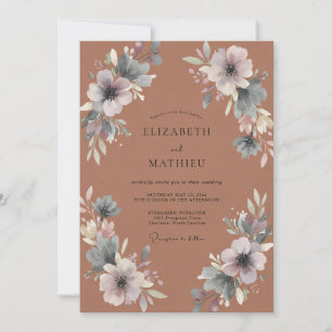 Invitation Mariage Automnal Serein Orange Brûlé