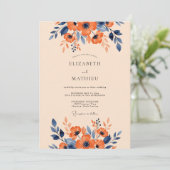 Invitation Mariage automnal solennel orange brûlé (Debout devant)