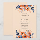 Invitation Mariage automnal solennel orange brûlé (Devant / Derrière)