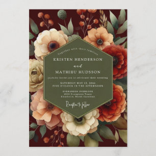 Invitation Mariage Automnal Sombre et Élégant