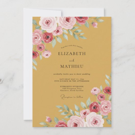 Invitation Mariage Automnal Somptueux Ocre (Devant)