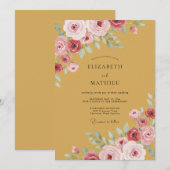 Invitation Mariage Automnal Somptueux Ocre (Devant / Derrière)