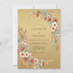 Invitation Mariage Automnal Sourd Doré