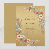 Invitation Mariage Automnal Sourd Doré (Devant / Derrière)