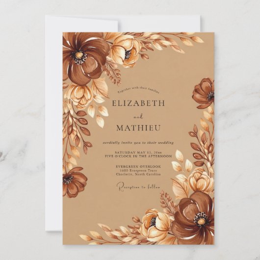 Invitation Mariage Automnal Tan Opulent (Devant)